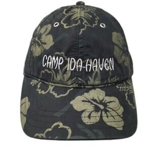 Hyp Baseball Cap Black Green Hibiscus Floral Print Camp Ida-Haven Hat One Size